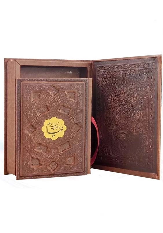 خیام جیبی گلاسه 4زبانه چرم برجسته جعبه دار نفیس با پلاک وسط کد125864